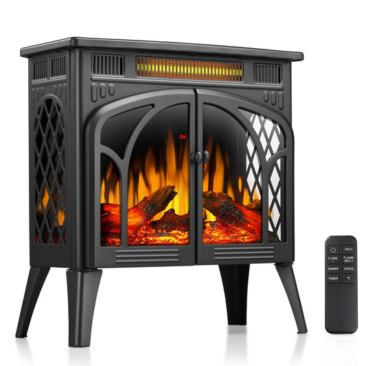 R.W.FLAME 24" Black 500W-1500W Freestanding Electric Fireplace Stove