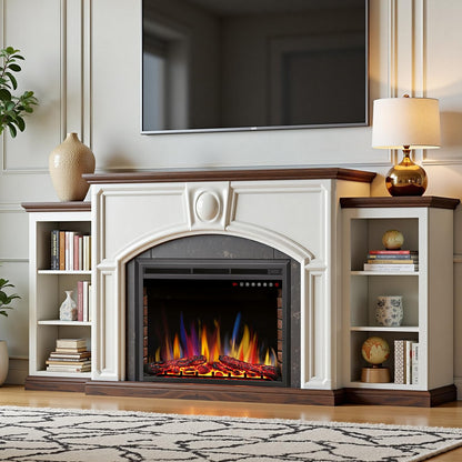 R.W.FLAME 36" Black 750W-1500W Electric Fireplace Insert With Adjustable Flame Colors, Brightness, Touch Panel and Remote Control