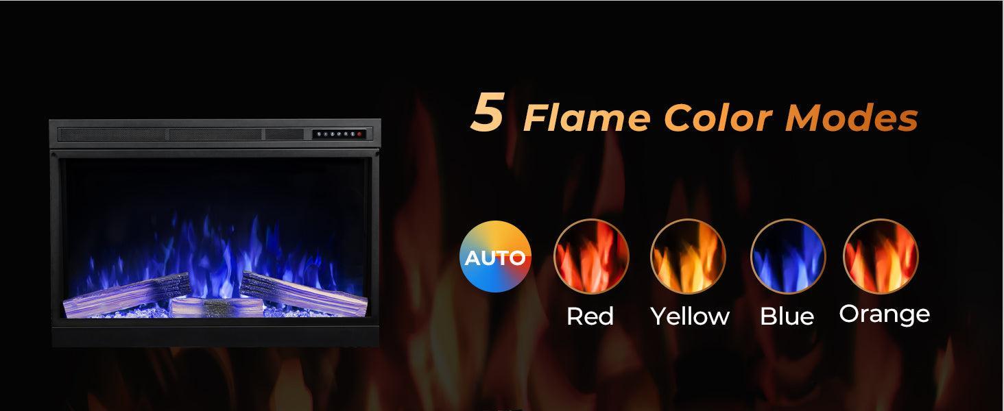 R.W.FLAME 36" Black 750W-1500W Electric Fireplace Insert With Remote Adjustable Temperature and Flame