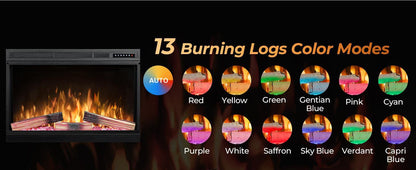 R.W.FLAME 36" Black 750W-1500W Electric Fireplace Insert With Remote Adjustable Temperature and Flame