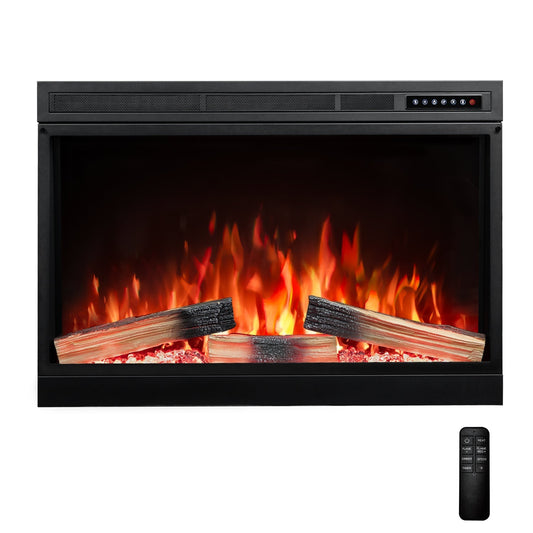 R.W.FLAME 36" Black 750W-1500W Electric Fireplace Insert With Remote Adjustable Temperature and Flame