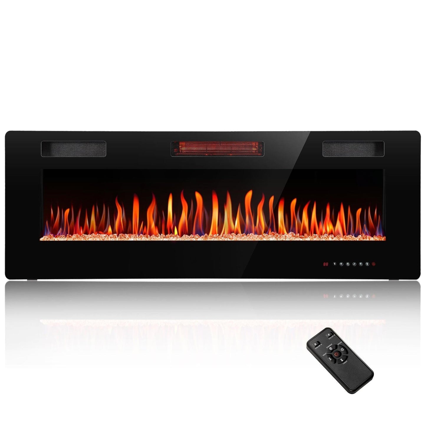 R.W.FLAME C3 Series 60" Black Ultra-Thin Recessed Wall-Mounted Electric Fireplace