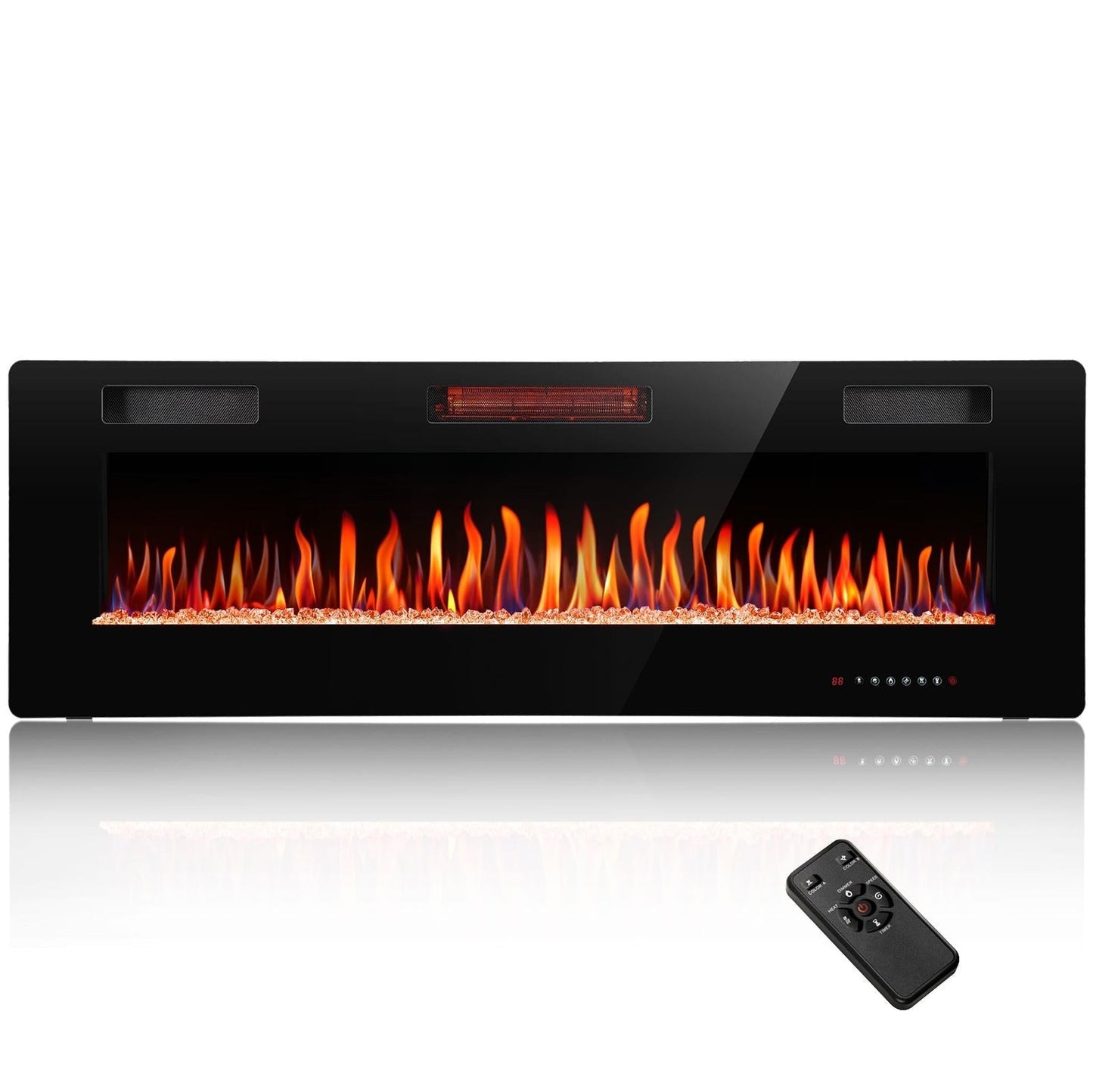 R.W.FLAME C3 Series 68" Black Ultra-Thin Recessed Wall-Mounted Electric Fireplace