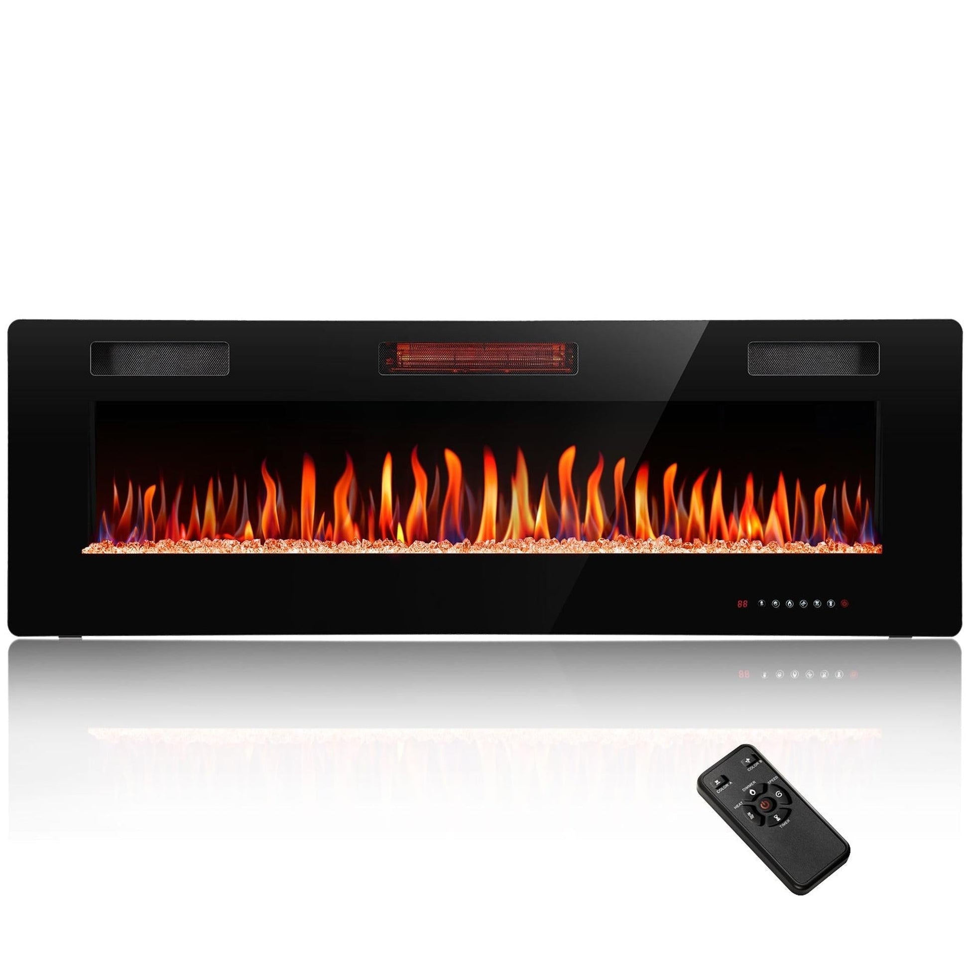 R.W.FLAME C3 Series 68" Black Ultra-Thin Recessed Wall-Mounted Electric Fireplace
