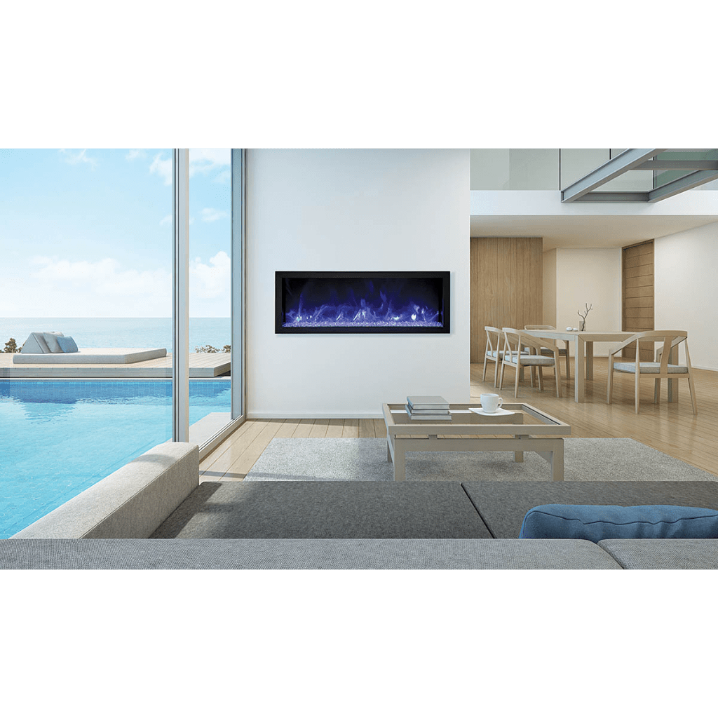 Remii by Amantii 35" Extra Slim Series Built-in Electric Fireplace with Black Steel Surround