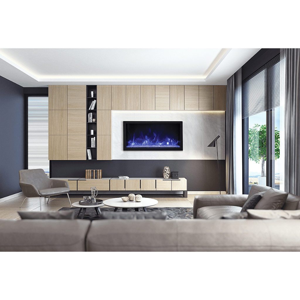 Remii by Amantii 45" Extra Tall Series Built-in Electric Fireplace with Black Steel Surround