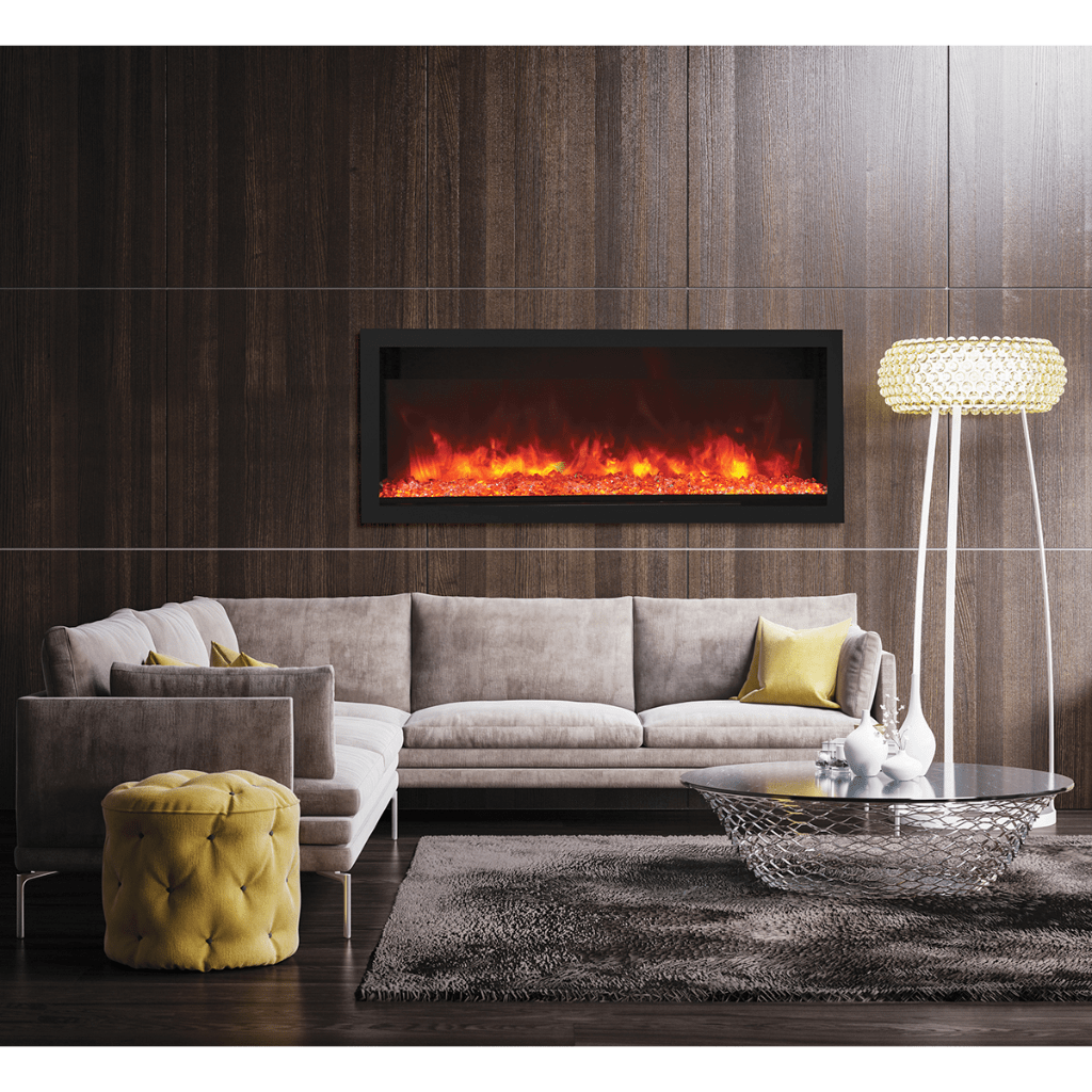 Remii by Amantii 45" Extra Tall Series Built-in Electric Fireplace with Black Steel Surround