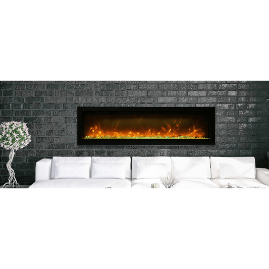 Remii by Amantii 60" WM-B Series Electric Fireplace with Glass and Black Steel Surround