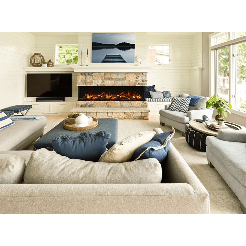 Remii by Amantii 72" BAY-SLIM Series 3 Sided Glass Electric Fireplace