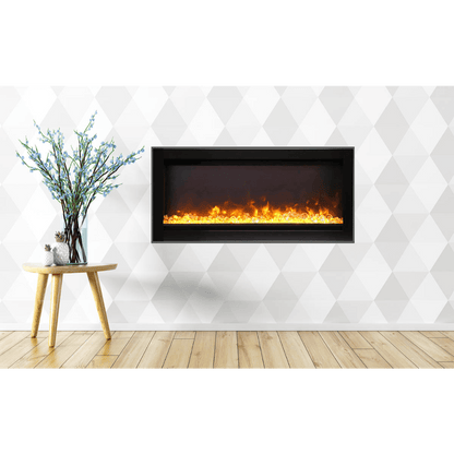 Remii by Amantii 74" WM-B Series Electric Fireplace with Glass and Black Steel Surround