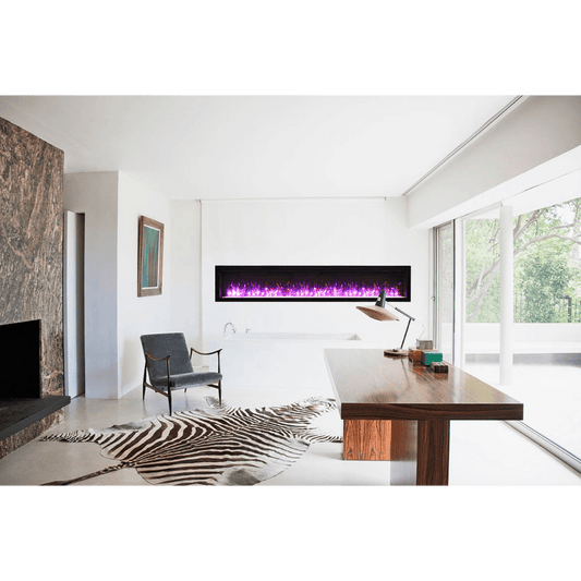 Remii by Amantii 88" WM-B Series Electric Fireplace with Glass and Black Steel Surround