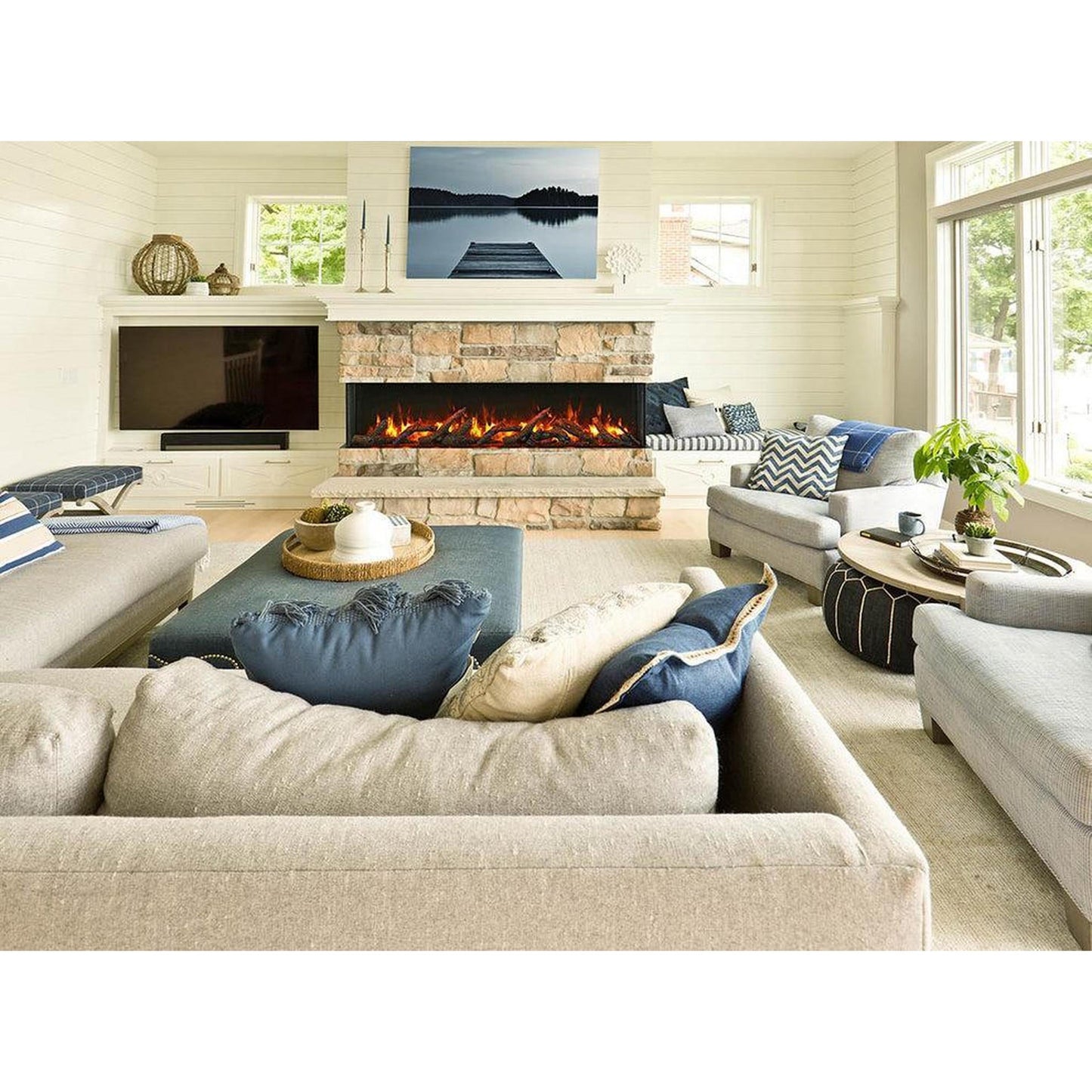 Remii by Amantii Bay Slim 60" 3-Sided Indoor / Outdoor Smart Electric Fireplace