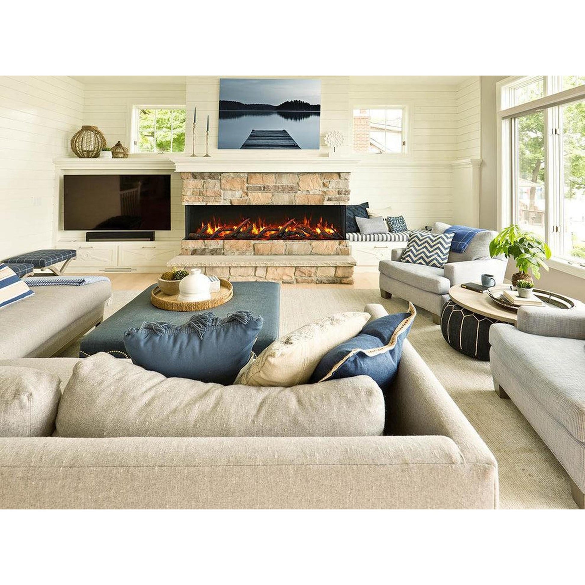 Remii by Amantii Bay Slim 60" 3-Sided Indoor / Outdoor Smart Electric Fireplace