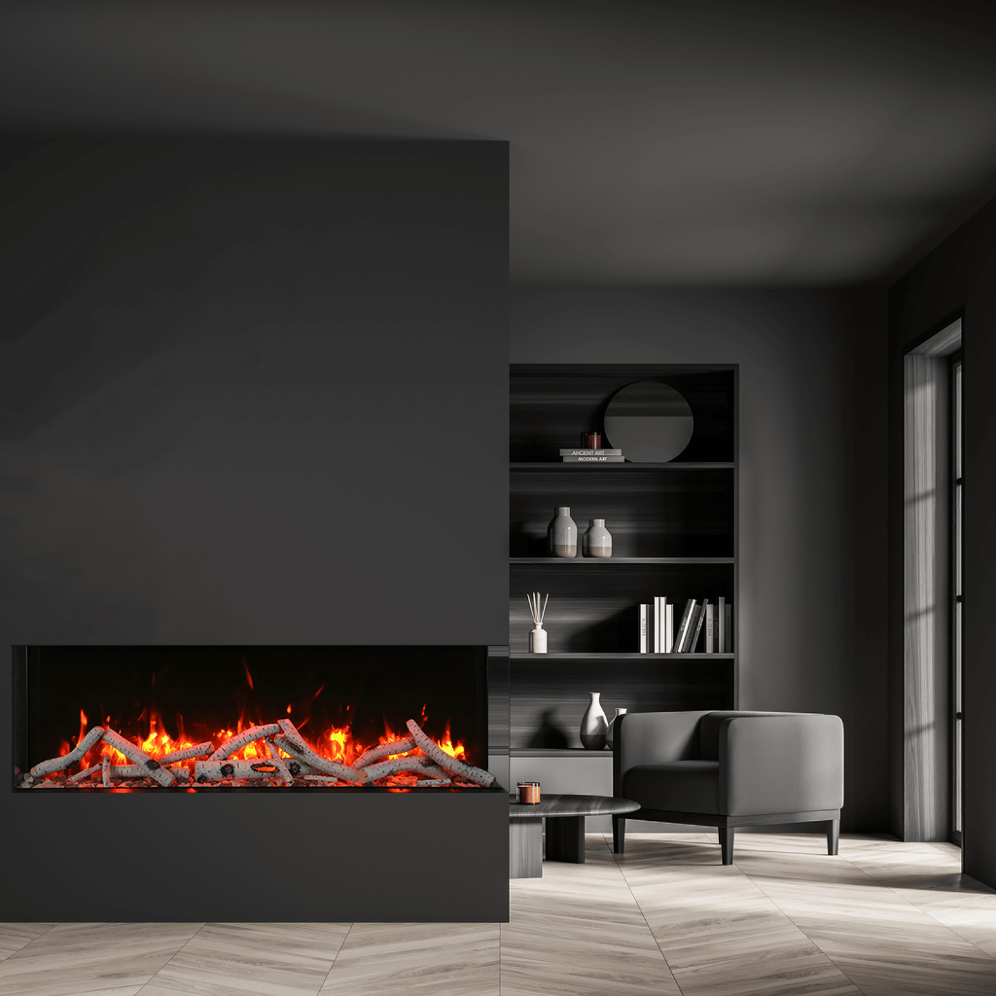 Remii by Amantii Bay Slim 72" 3-Sided Indoor / Outdoor Smart Electric Fireplace