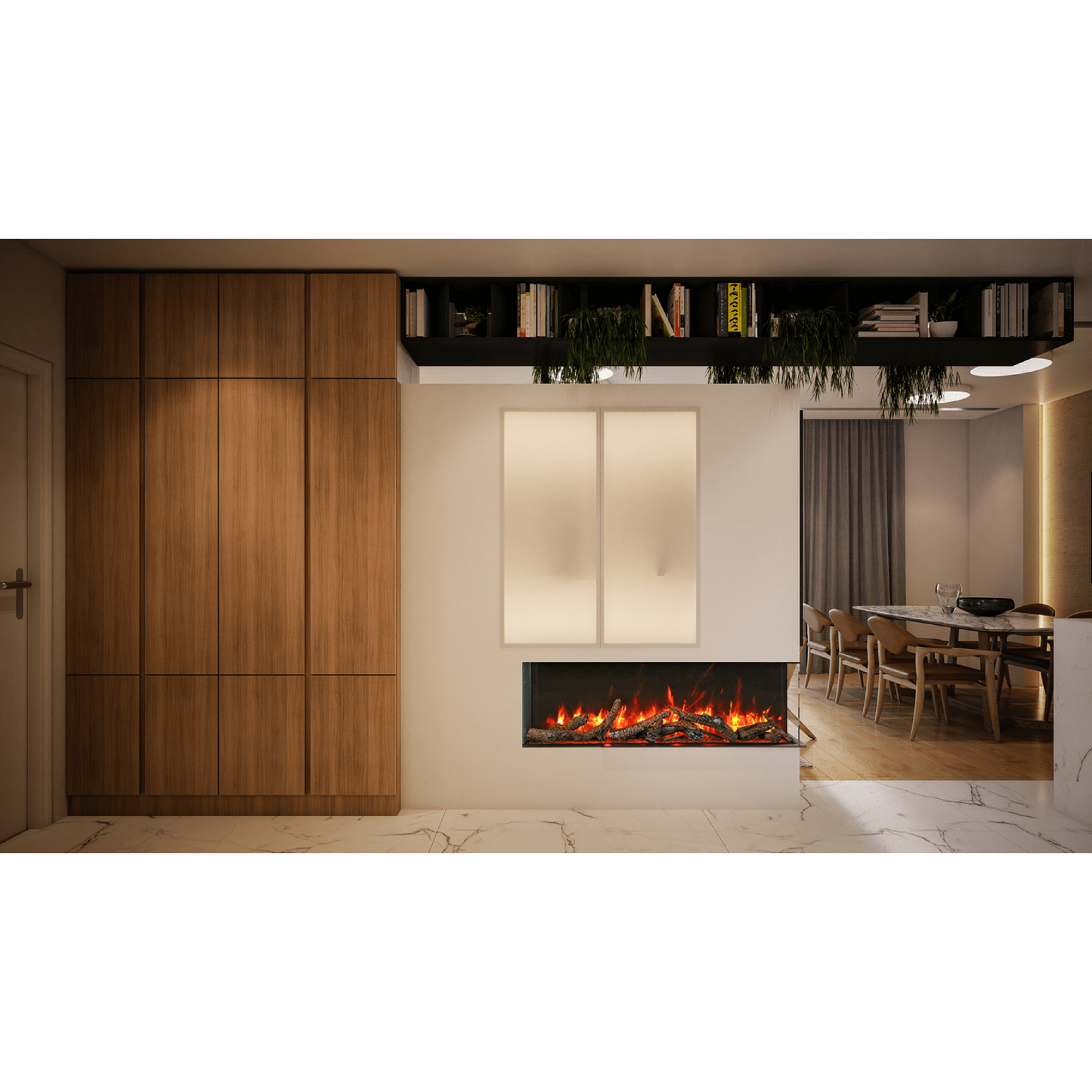 Remii by Amantii Bay Slim 72" 3-Sided Indoor / Outdoor Smart Electric Fireplace