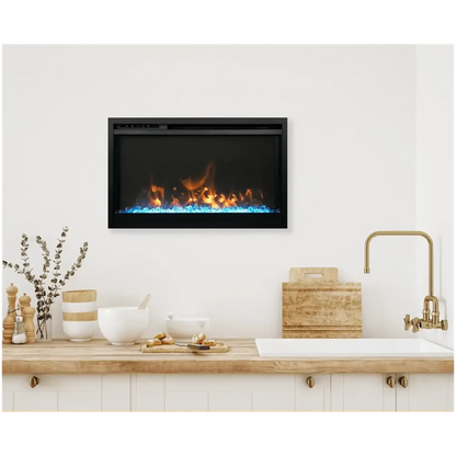 Remii by Amantii Classic Extra Slim 33" Buil-in Smart Electric Fireplace With Black Steel Surround