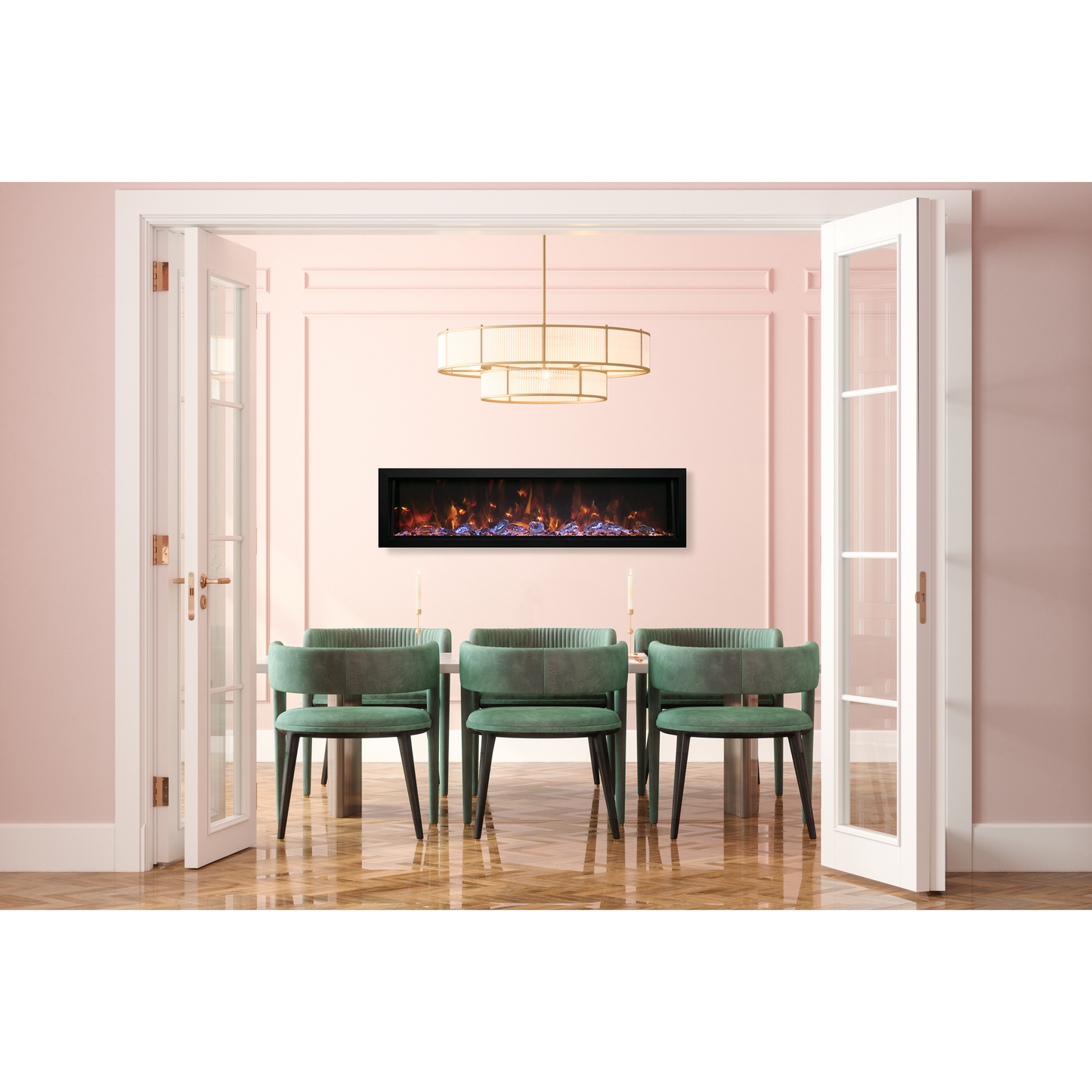 Remii by Amantii Deep Series 65" Built-in Electric Fireplace With Black Steel Surround