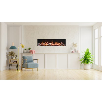 Remii by Amantii Deep Series 65" Built-in Electric Fireplace With Black Steel Surround