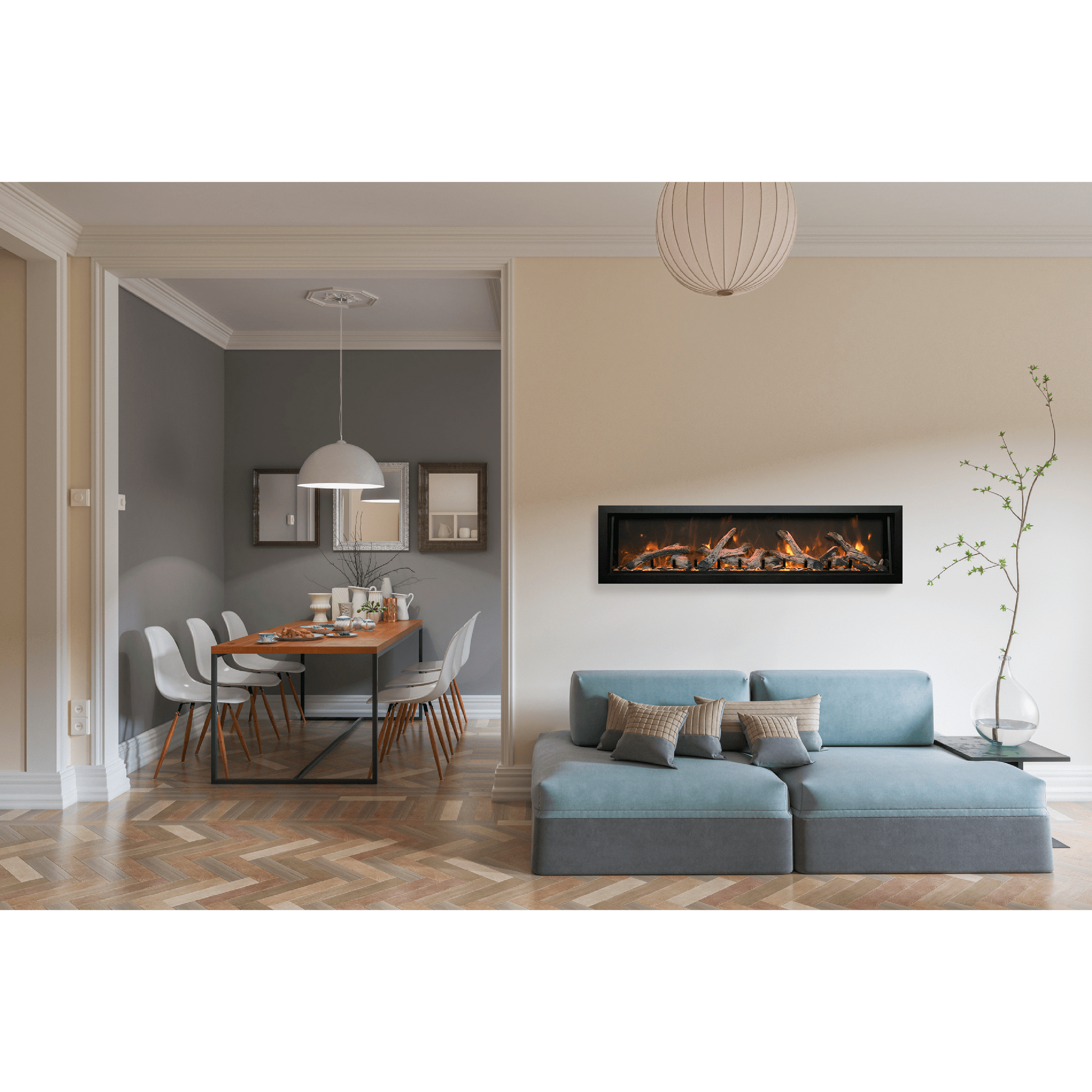 Remii by Amantii Deep Series 65" Built-in Electric Fireplace With Black Steel Surround