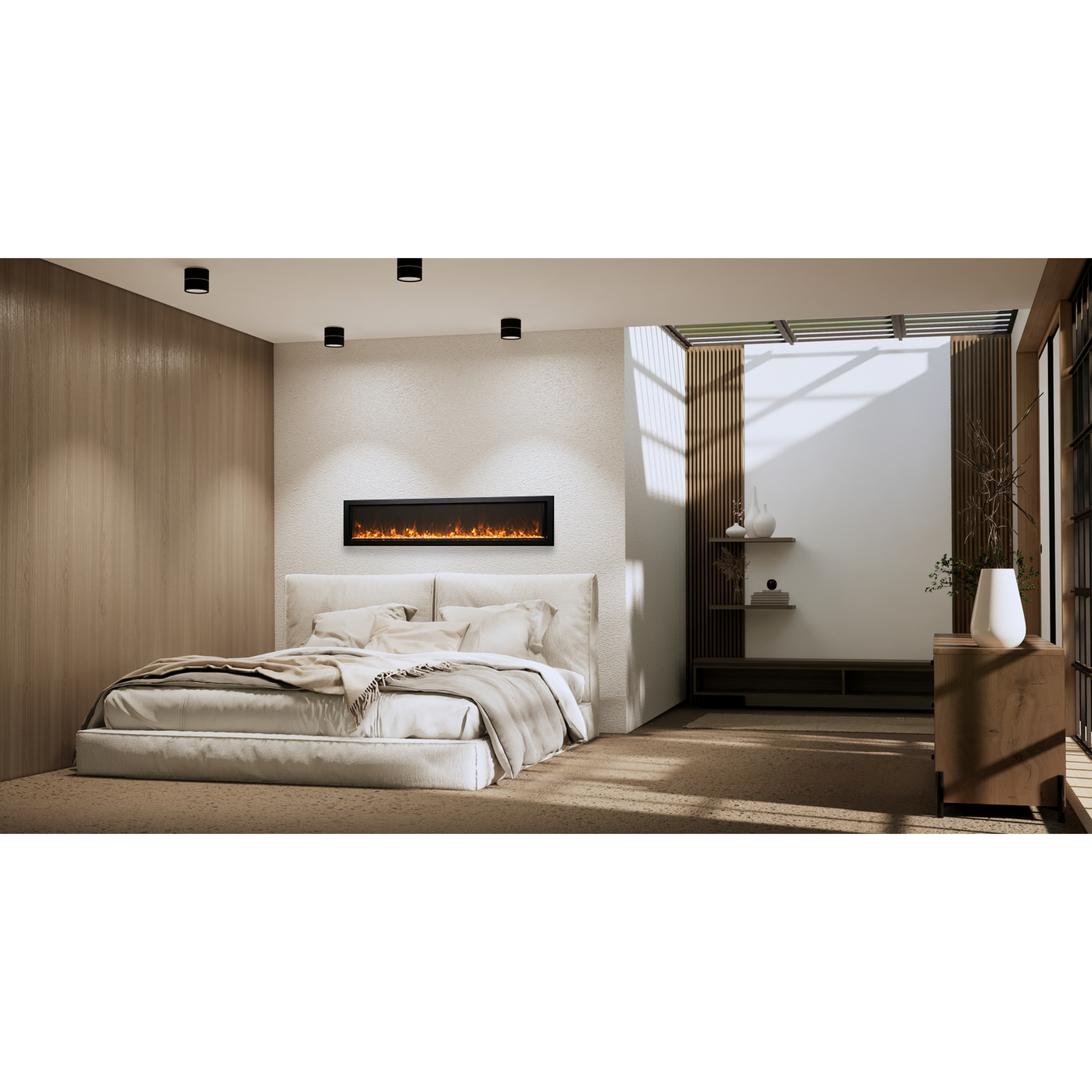 Remii by Amantii Extra Slim 65" Wall Mount Smart Electric Fireplace With Black Steel Surround