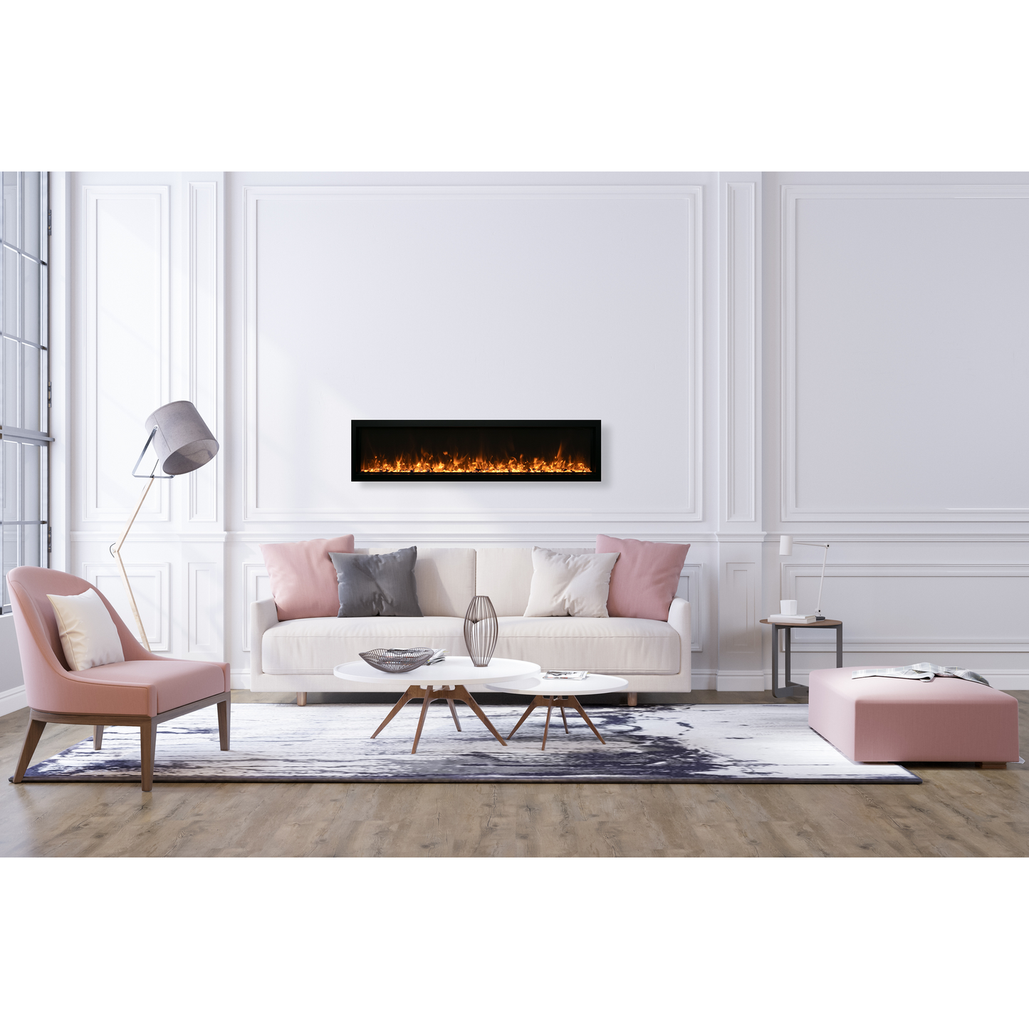 Remii by Amantii Extra Slim 65" Wall Mount Smart Electric Fireplace With Black Steel Surround