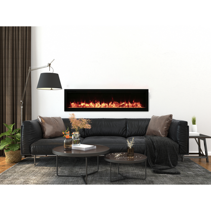 Remii by Amantii Extra Slim Series 65" Built-in Electric Fireplace With Black Steel Surround