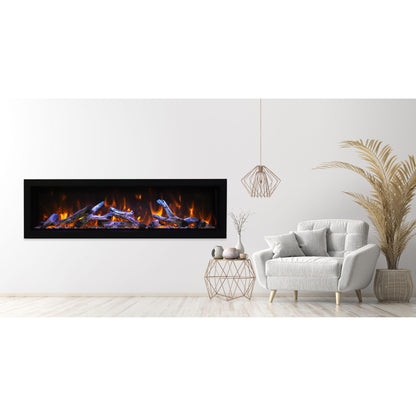Remii by Amantii Extra Tall Series 65" Built-in Electric Fireplace With Black Steel Surround
