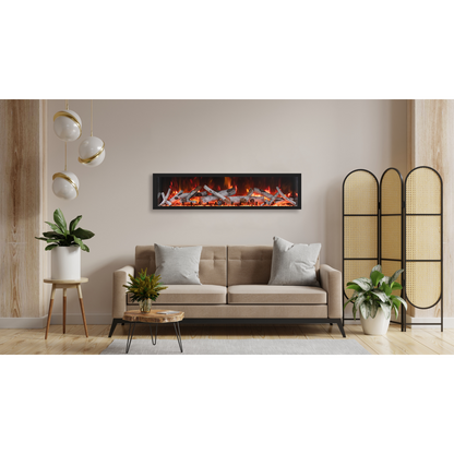 Remii by Amantii Extra Tall Series 65" Built-in Electric Fireplace With Black Steel Surround