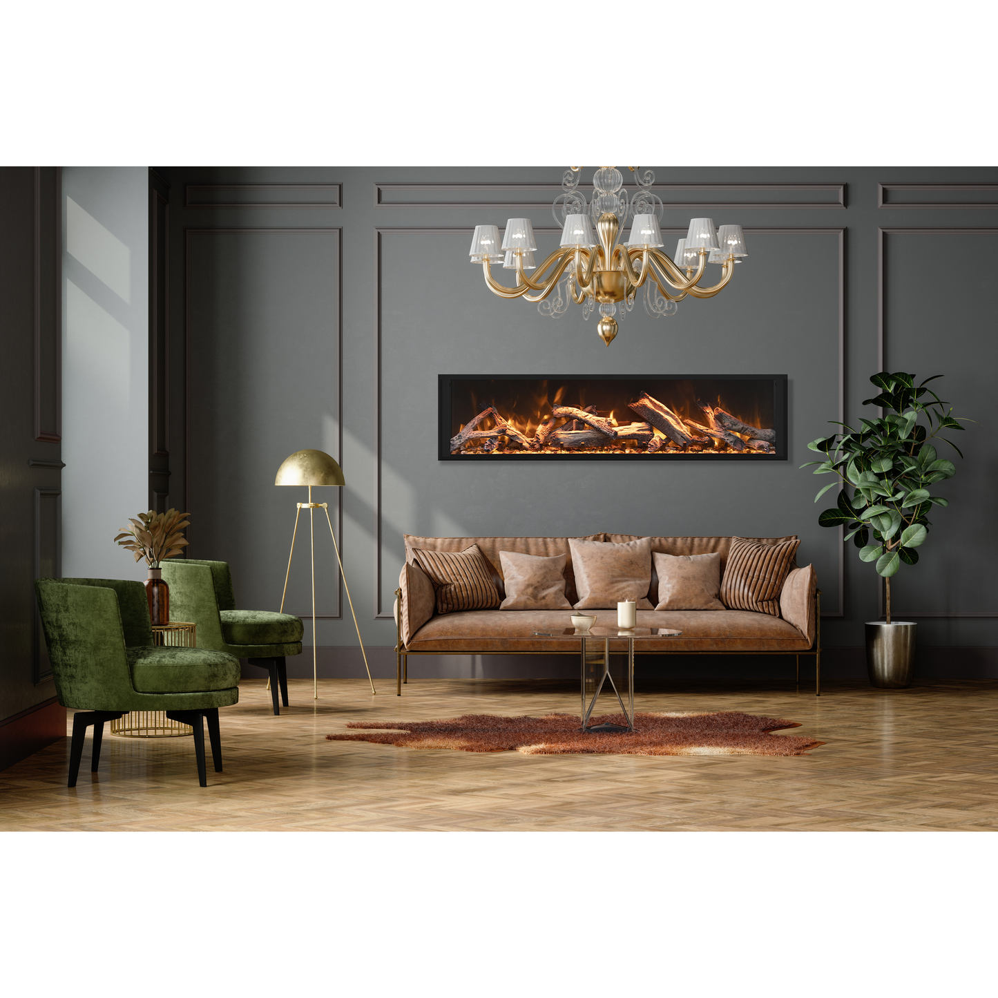 Remii by Amantii Extra Tall Series 65" Built-in Electric Fireplace With Black Steel Surround