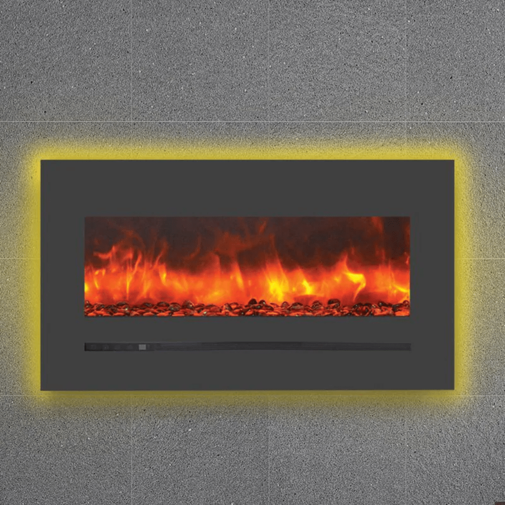 Sierra Flame by Amantii 34" Wall Mount/Flush Mount Electric Fireplace with Deep Charcoal Colored Steel Surround