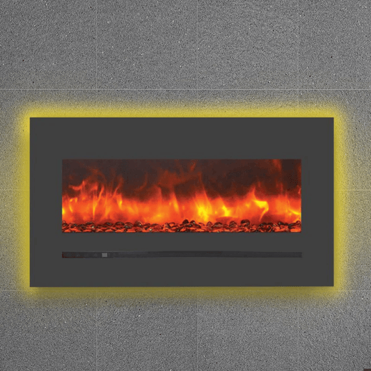 Sierra Flame by Amantii 34" Wall Mount/Flush Mount Electric Fireplace with Deep Charcoal Colored Steel Surround