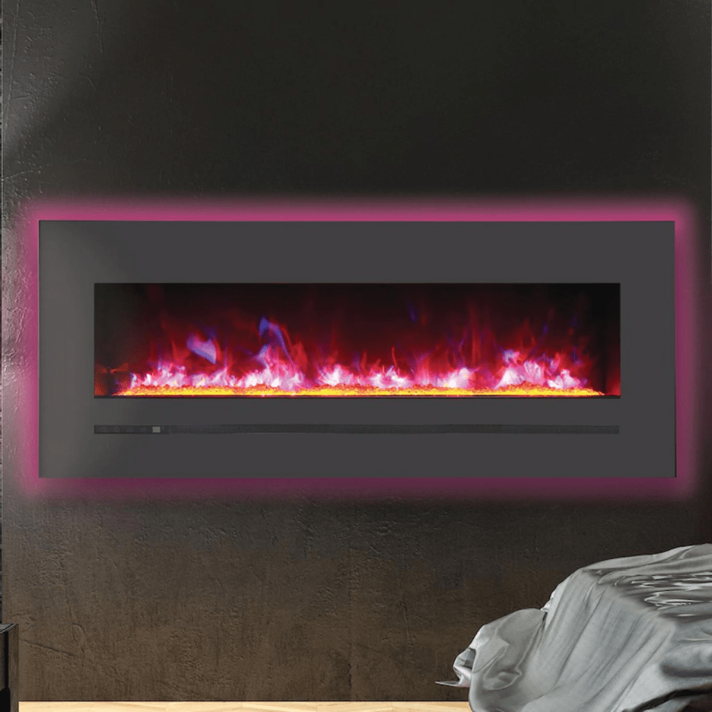 Sierra Flame by Amantii 48" Wall Mount/Flush Mount Electric Fireplace with Deep Charcoal Colored Steel Surround