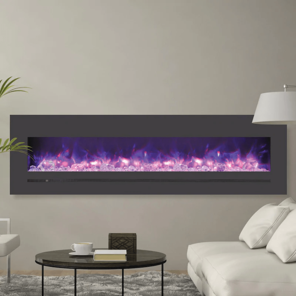 Sierra Flame by Amantii 72" Wall Mount/Flush Mount Electric Fireplace with Deep Charcoal Colored Steel Surround