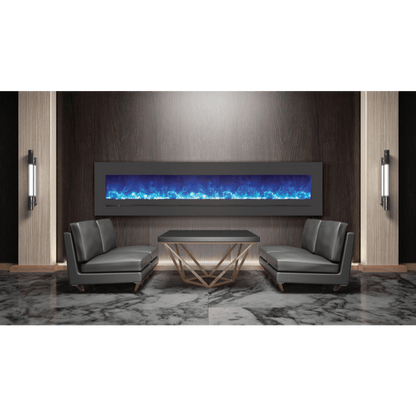 Sierra Flame by Amantii 88" Wall Mount/Flush Mount Electric Fireplace with Deep Charcoal Colored Steel Surround