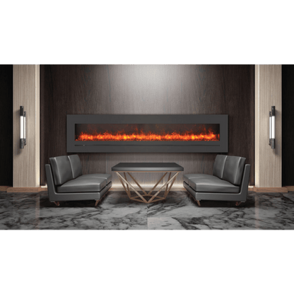 Sierra Flame by Amantii 88" Wall Mount/Flush Mount Electric Fireplace with Deep Charcoal Colored Steel Surround