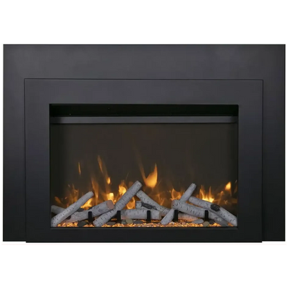 Sierra Flame by Amantii Insert Series 34" Electric Fireplace Insert With Black Steel Surround