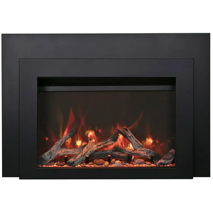 Sierra Flame by Amantii Insert Series 34" Electric Fireplace Insert With Black Steel Surround