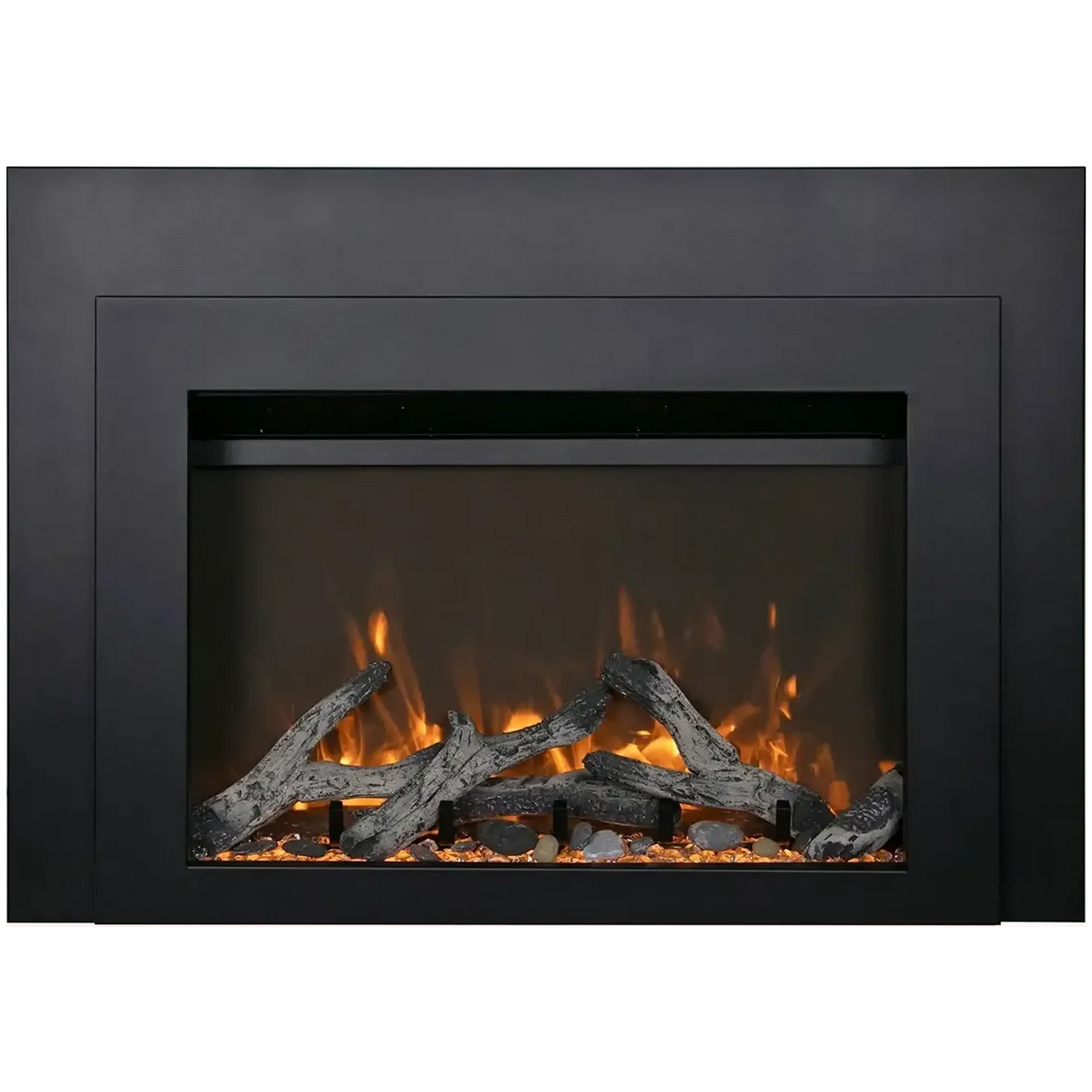Sierra Flame by Amantii Insert Series 34" Electric Fireplace Insert With Black Steel Surround