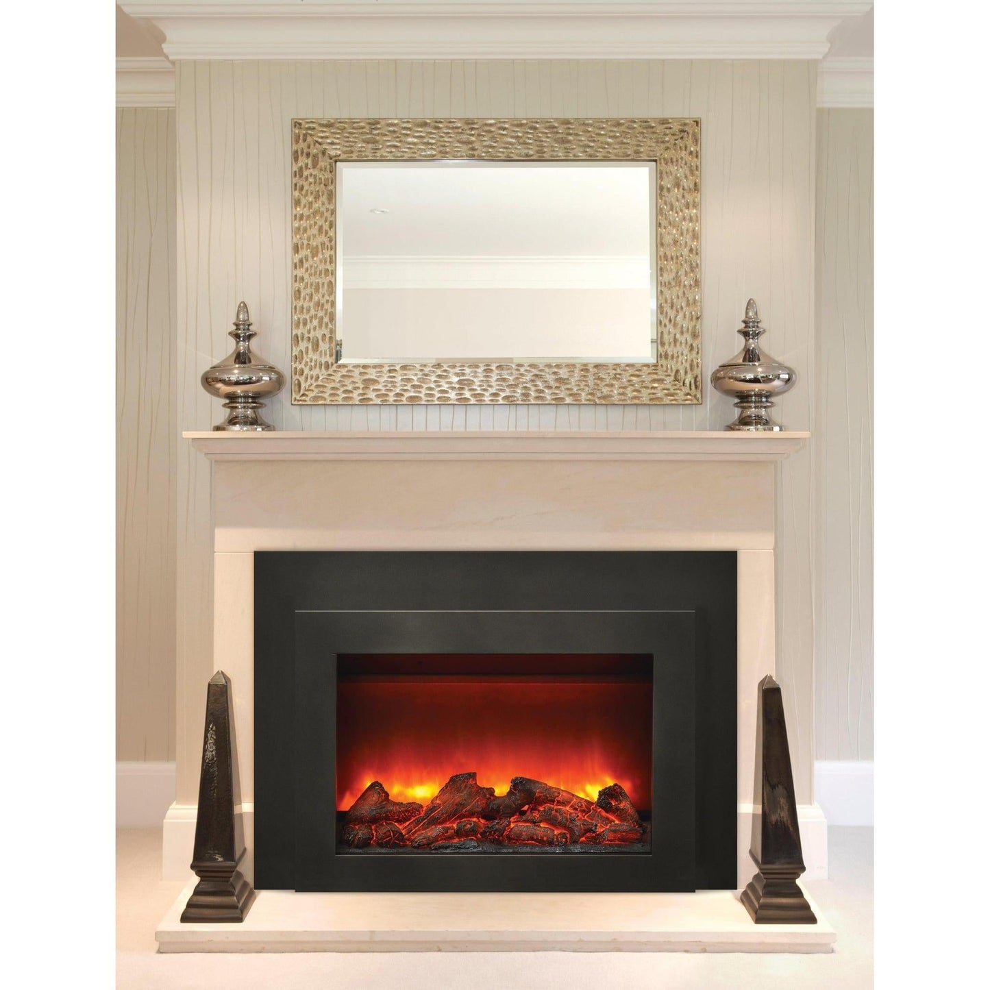 Sierra Flame by Amantii Insert Series 34" Electric Fireplace Insert With Black Steel Surround