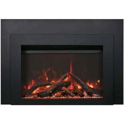 Sierra Flame by Amantii Insert Series 34" Electric Fireplace Insert With Black Steel Surround and Overlay