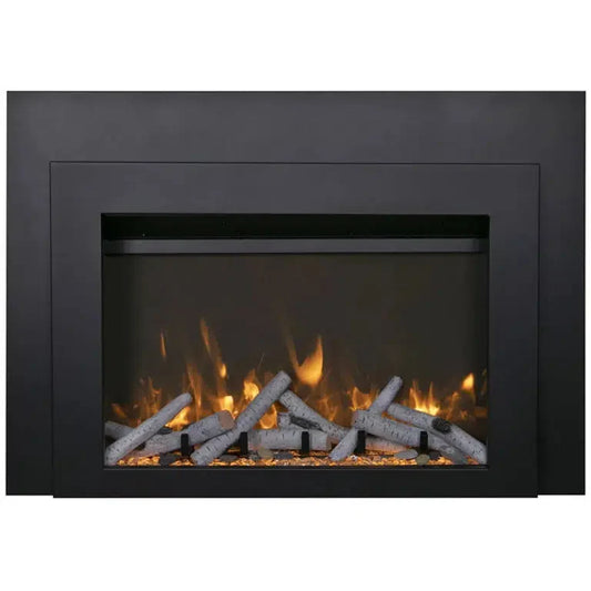Sierra Flame by Amantii Insert Series 34" Electric Fireplace Insert With Black Steel Surround and Overlay