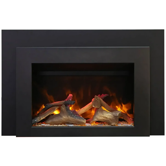 Sierra Flame by Amantii Insert Series 34" Electric Fireplace Insert With Black Steel Surround