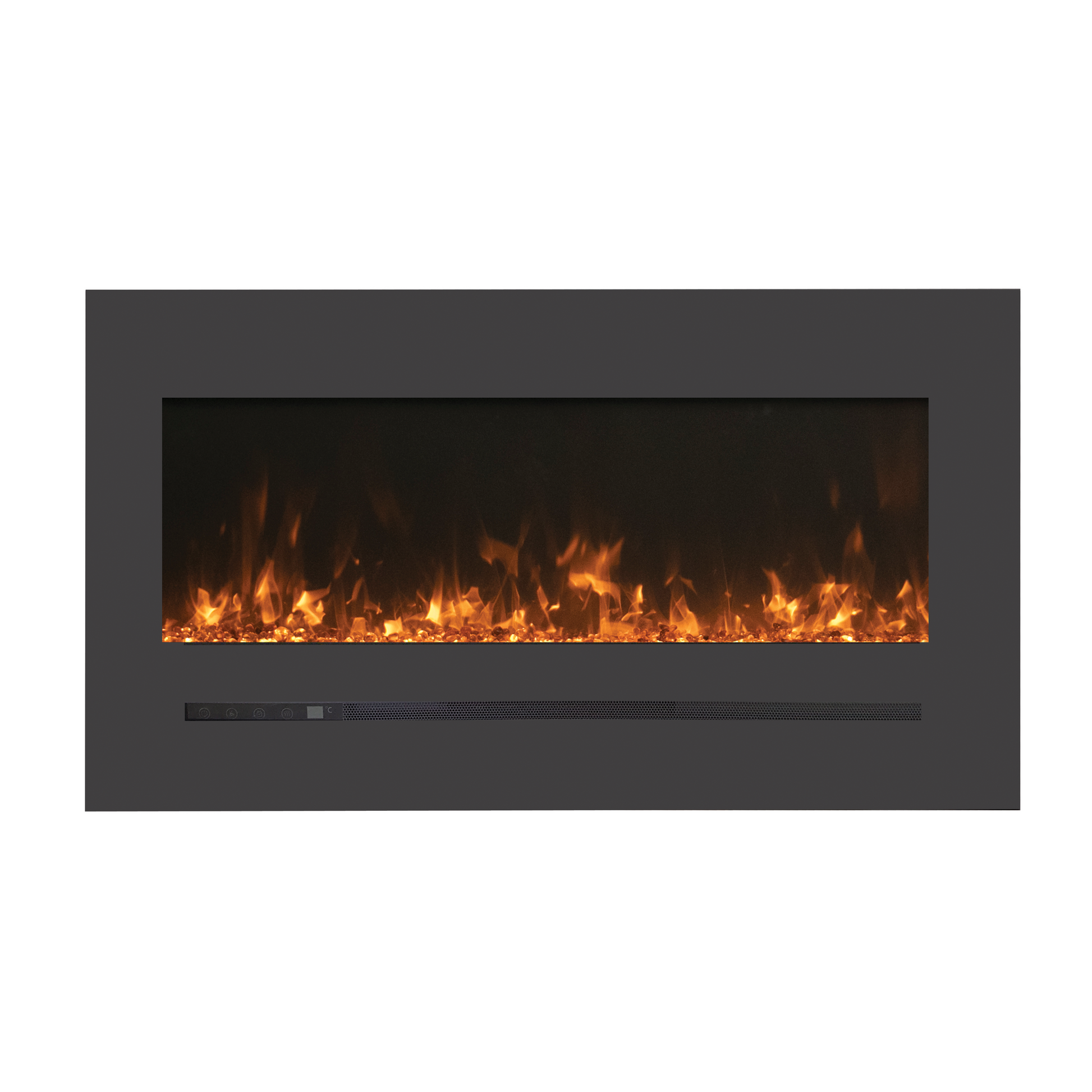 Sierra Flame by Amantii Wall Mount/Flush Mount 48" Electric Fireplace With Deep Charcoal Colored Steel Surround and Glass Media
