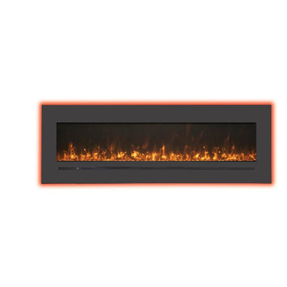Sierra Flame by Amantii Wall Mount/Flush Mount 88" Electric Fireplace With Deep Charcoal Colored Steel Surround and Glass Media