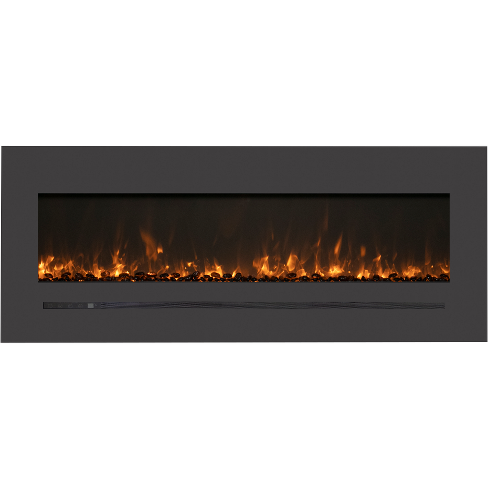 Sierra Flame by Amantii Wall Mount/Flush Mount 88" Electric Fireplace With Deep Charcoal Colored Steel Surround and Glass Media