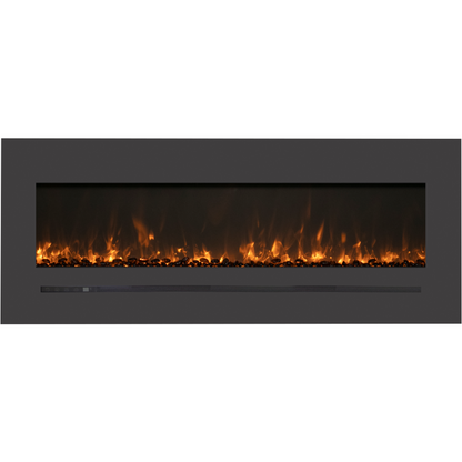 Sierra Flame by Amantii Wall Mount/Flush Mount 88" Electric Fireplace With Deep Charcoal Colored Steel Surround and Glass Media