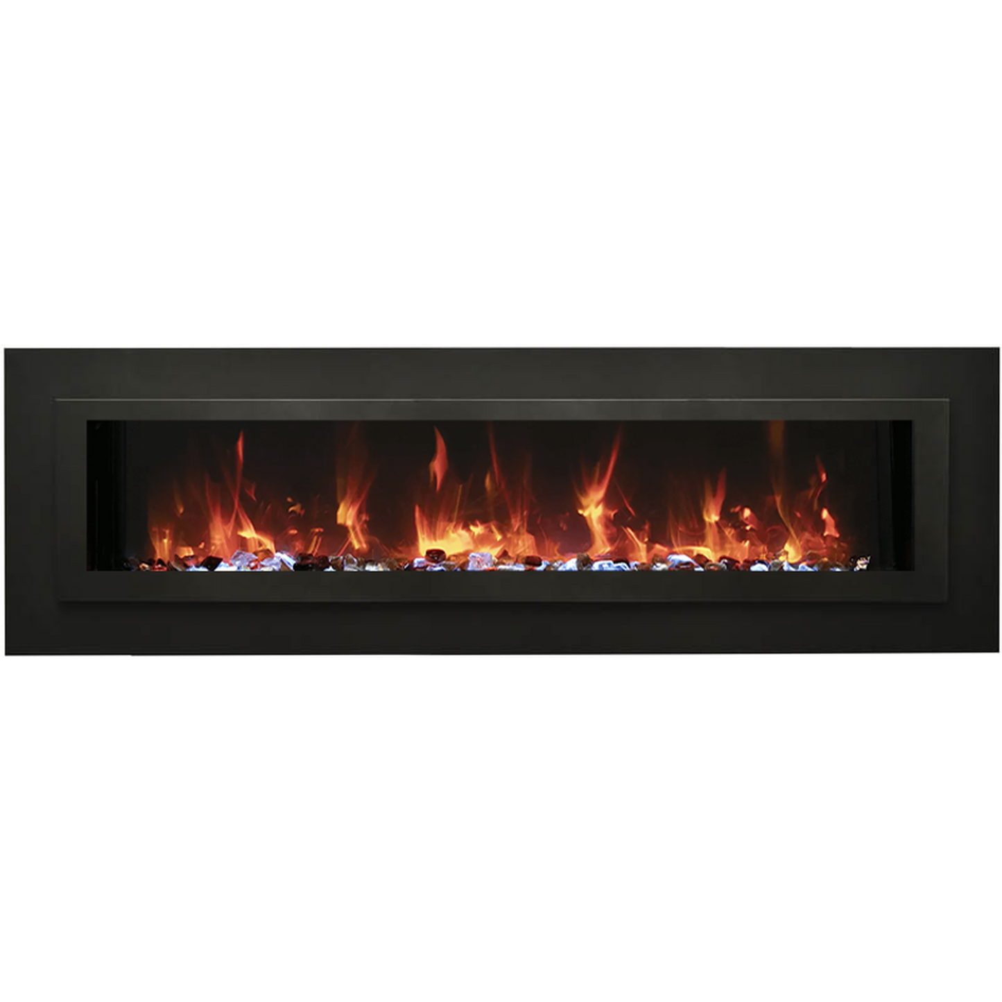Sierra Flame by Amantii Wall Mount/Flush Mount 88" Electric Fireplace With Deep Charcoal Colored Steel Surround and Glass Media