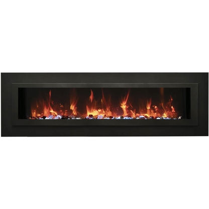 Sierra Flame by Amantii Wall Mount/Flush Mount 88" Electric Fireplace With Deep Charcoal Colored Steel Surround and Glass Media