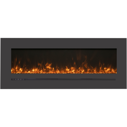 Sierra Flame by Amantii Wall Mount/Flush Mount 34" Electric Fireplace With Deep Charcoal Colored Steel Surround and Glass Media