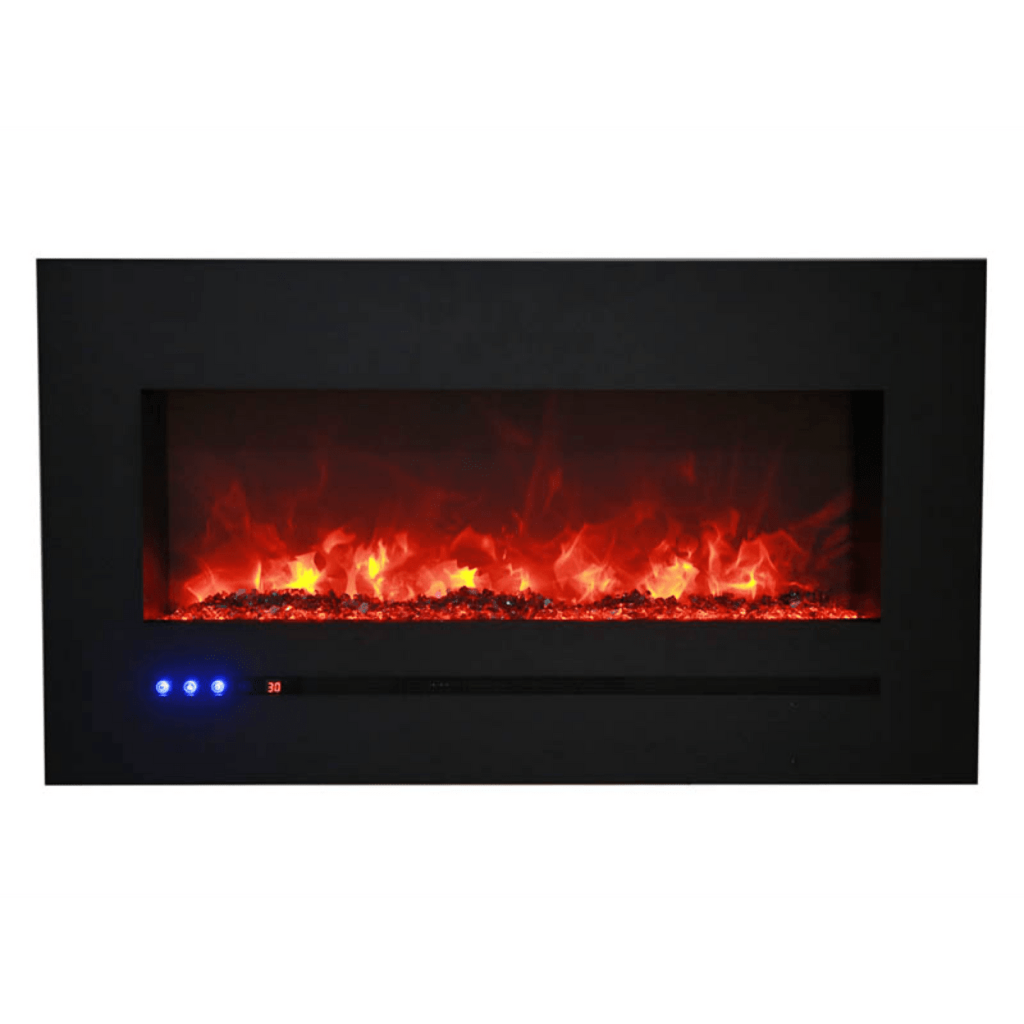 Sierra Flame by Amantii Wall Mount/Flush Mount 88" Electric Fireplace With Deep Charcoal Colored Steel Surround and Glass Media
